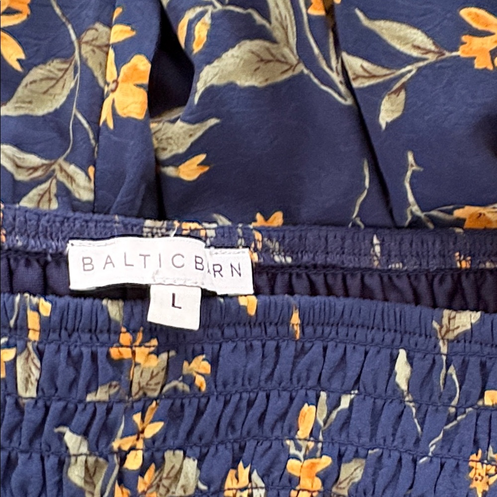 Baltic Born Navy Floral Smocked Tunic with Yellow Blossoms - Picture 6 of 7